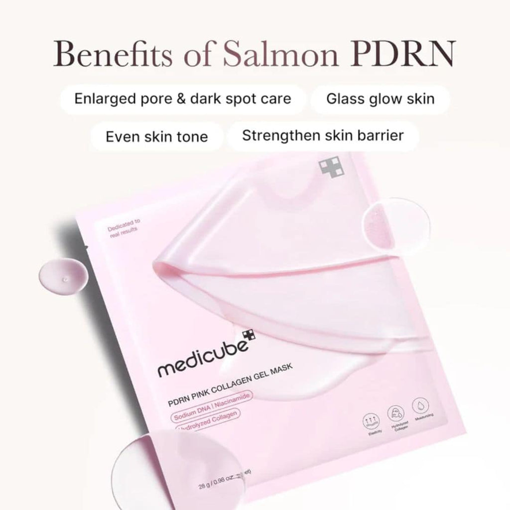 Medicube Masque Gel Collagène Rose PDRN – Lot de 4 Masques Visage Hydratants et Régénérants